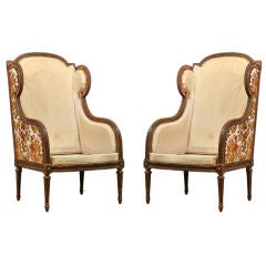 Pair of French Antique Louis XVI Gilt Winged Bergeres