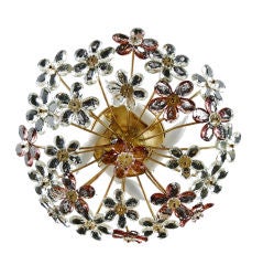 Vintage Italian Ceiling Light with Crystal Flowers