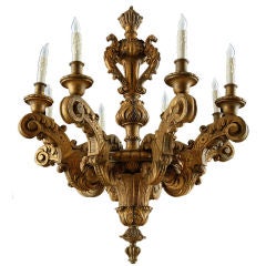 Italian Antique Baroque 8-light Carved Giltwood Chandelier