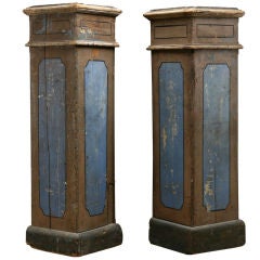 Pair of Italian Distressed Painted Columns