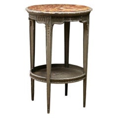 French Antique Louis XVI style Marbletop Round Side Table