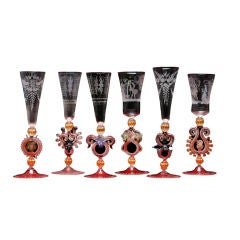 Rare Handblown Glass Murano Goblets (Varied in Color and Decor)