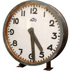 French Vintage Industrial "ATO" Double-sided Factory Clock