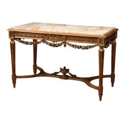 Italian Carved Giltwood Louis XVI style Onyx-top Center Table