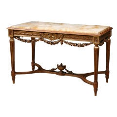 Italian Carved Giltwood Louis XVI style Onyx-top Center Table