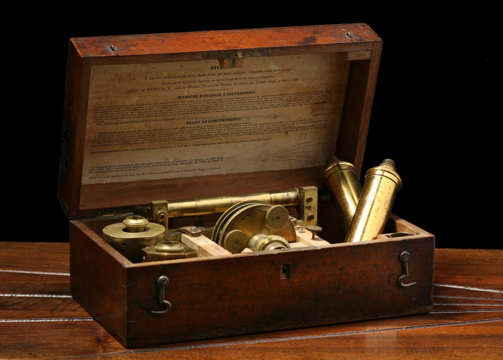 19th Century French Antique Surveyor's Instruments Box