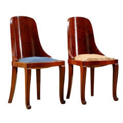 Set of Four French Art Deco Burlwood Chairs