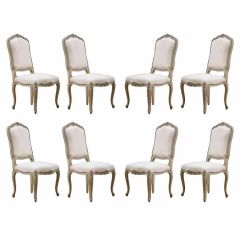 Antique Set of Eight French Louis XV style Painted Chairs
