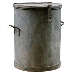 Antique English Industrial Zinc Barrel