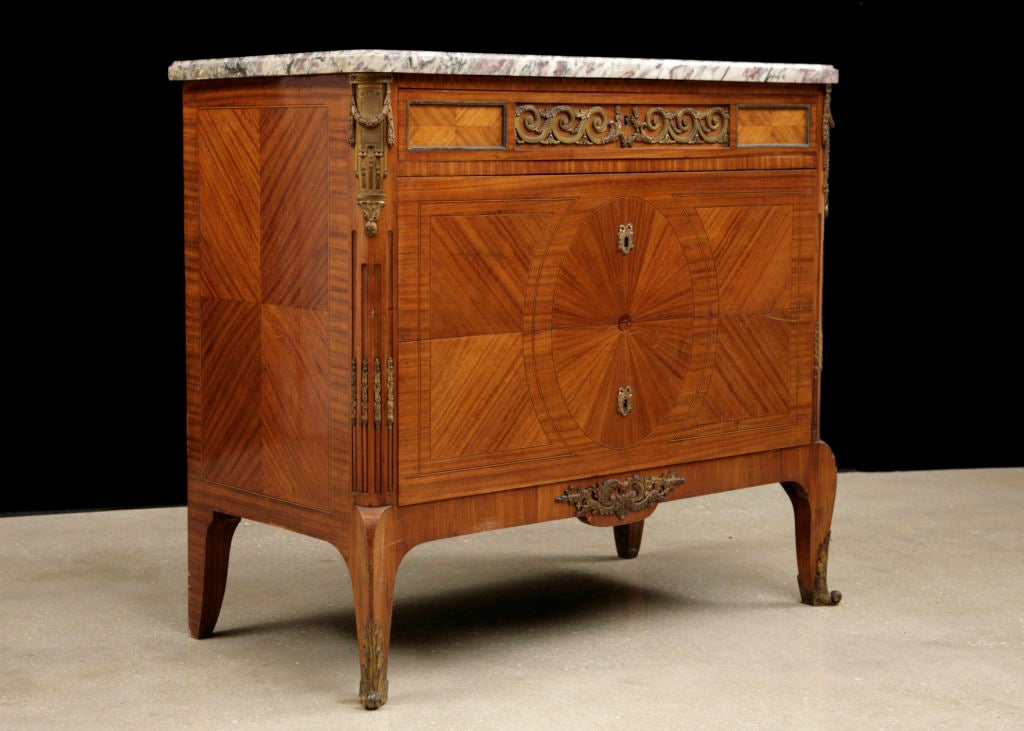 French Antique Transition Period Commode With Marbletop