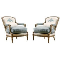 Pair of Belgian Vintage Oversized Louis XVI style Armchairs