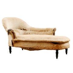 French Antique Napoleon III Meridienne or Chaise Longue