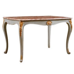 French Antique Louis XV style Painted Marbletop Table