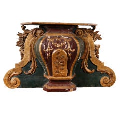 18th C. Italian Giltwood and Polychromed Tabernacle Altarpiece