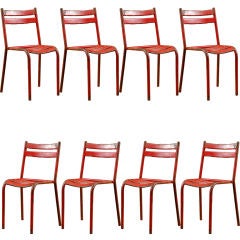 Set of 8 Red Stackable Vintage Industrial Garden Chairs