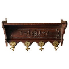 Beautiful Country French Antique Carved Coat Rack and Shelf