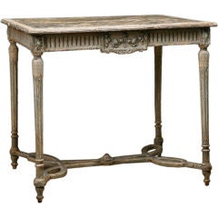 French Antique Louis XVI Style Painted Center Table