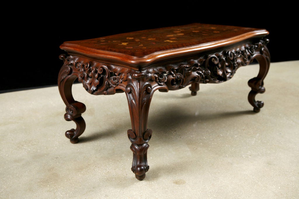 19th Century French Antique Rococo Inlaid Cocktail or Coffee Table