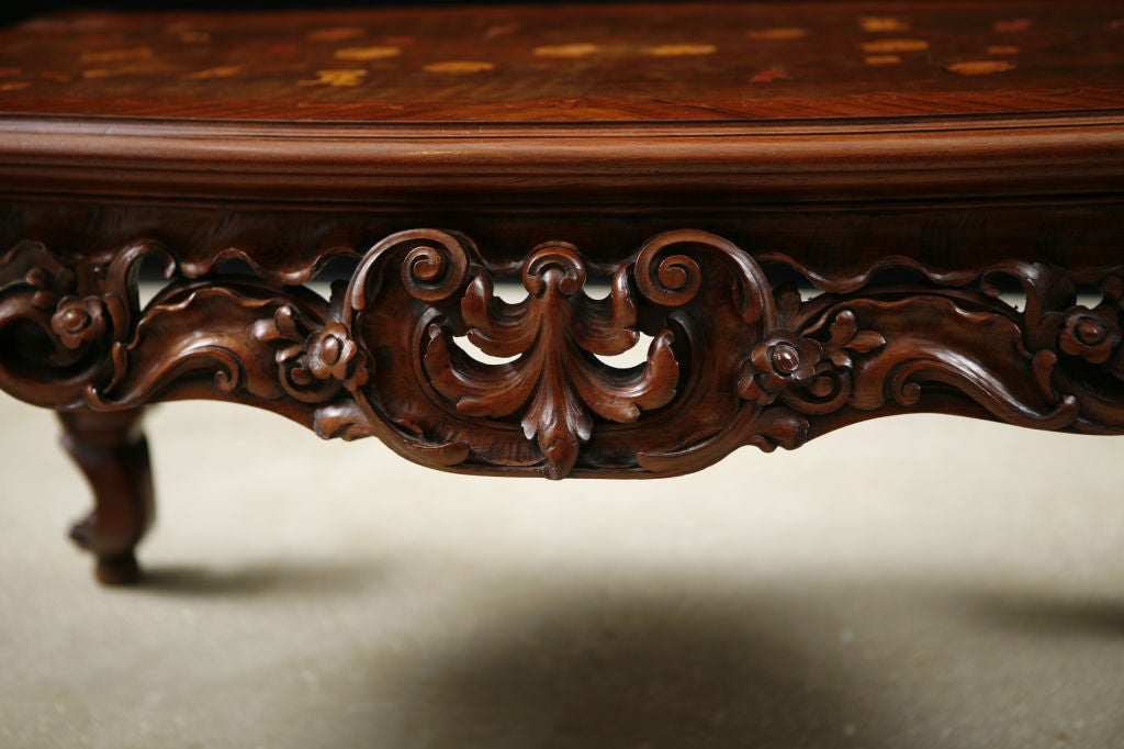 French Antique Rococo Inlaid Cocktail or Coffee Table 2