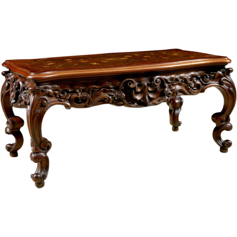 French Antique Rococo Inlaid Cocktail or Coffee Table