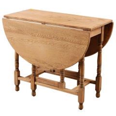 Belgian Country Antique Bleached Oak Gateleg Table