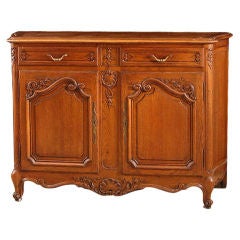 Country French Antique Carved Oak Two Door Buffet