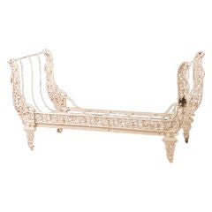 Petite French Antique Cast Iron Daybed