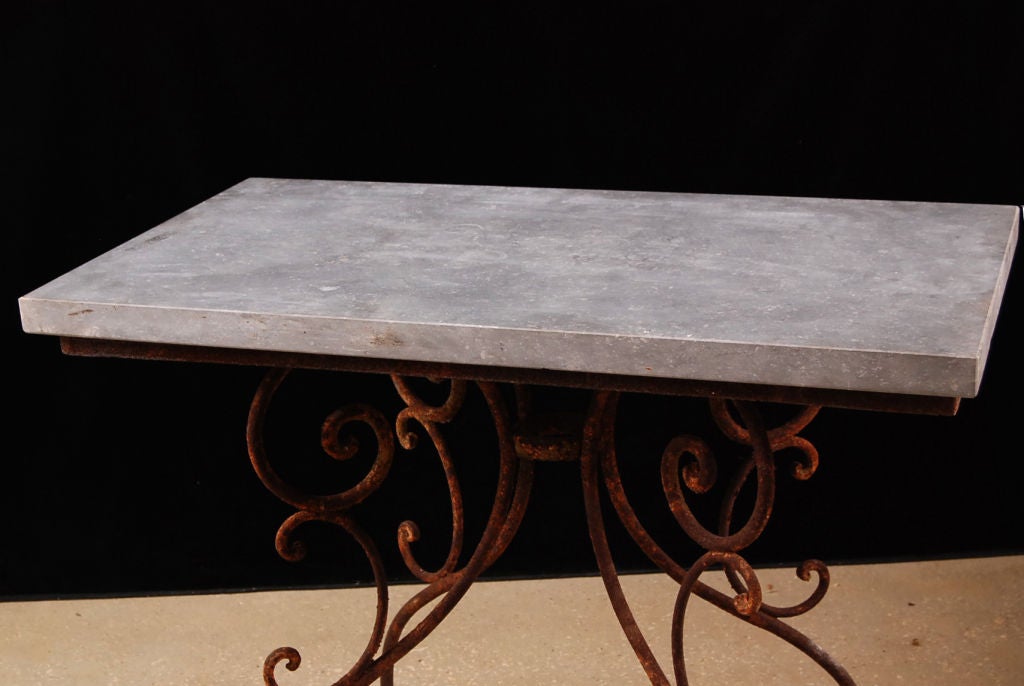 Belgian Antique Iron Console with Blue Stone Top