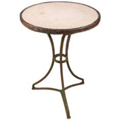 French Antique Green Iron Garden Table or Bistro Table