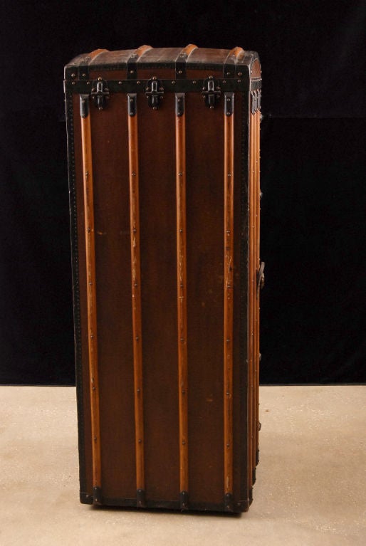 20th Century Vintage European Steamer Trunk Marked E.F.