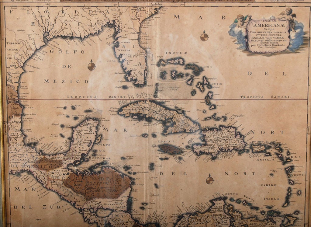 Danckerts Map of Florida, the West Indies and the Caribbean. at 1stDibs