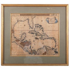 Antique Danckerts Map of Florida, the West Indies and the Caribbean.