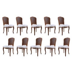 Set of 10 Country French Louis XVI style Caned Dining Chairs