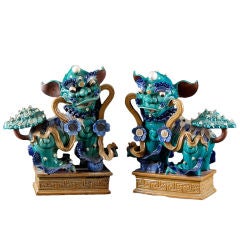 Stunning Pair of Chinese Qing Dynasty Buddhist Lion Dogs