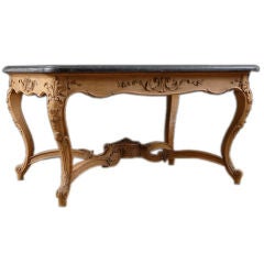 Belgian Antique Carved Oak Louis XV style Marbletop Center Table