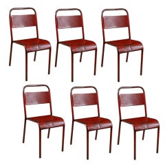 Set Of Ten Red Tolix Industrial Garden Chairs