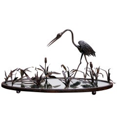 Art Nouveau Iron Sculpture "Surtout de Table" Signed R. Sanglier