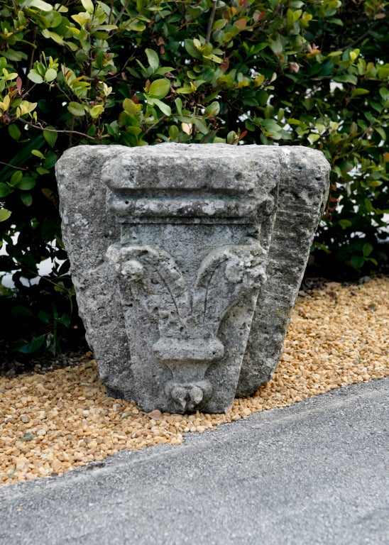14th Century Carved Limestone Fragment Garden Ornament or Seat
