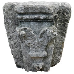 14th Century Carved Limestone Fragment Garden Ornament or Seat