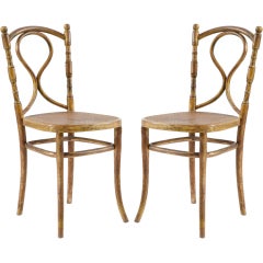 Pair of Painted Austrian Bentwood Vintage Chairs