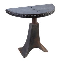 Belgian Vintage Industrial Demilune Console Table