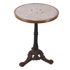 French Antique Marbletop Cast Iron Bistro Table