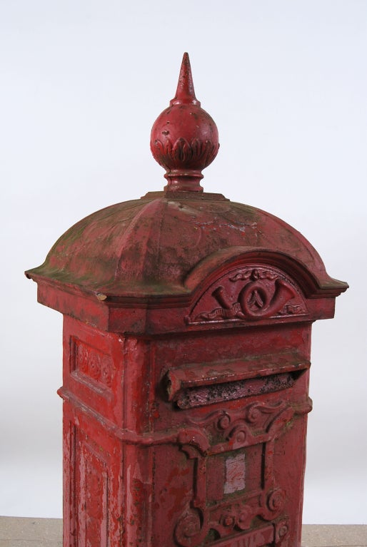 Belgian Antique Cast Iron Red Mailbox 1