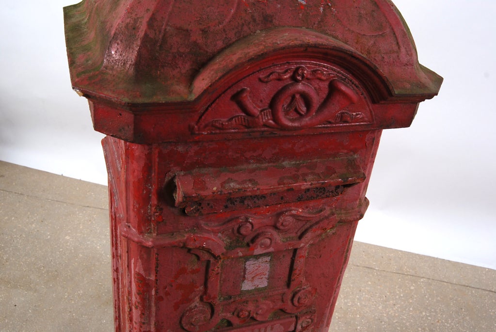 Belgian Antique Cast Iron Red Mailbox 4