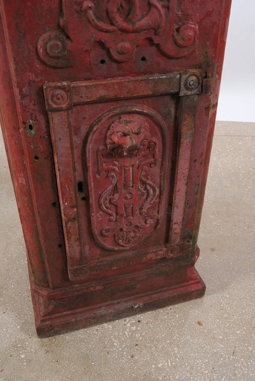 Belgian Antique Cast Iron Red Mailbox 5