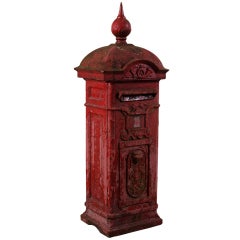 Belgian Vintage Cast Iron Red Mailbox