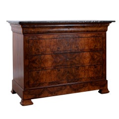 French Antique Louis Philippe Burlwood Veneer Chest Of Drawers