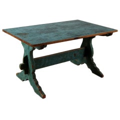 Swedish Vintage Blue Farm Table or Writing Desk