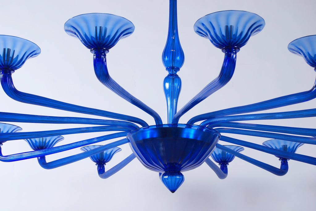 Rare Blue Seguso Murano Chandelier With 16 Arms For Sale 1