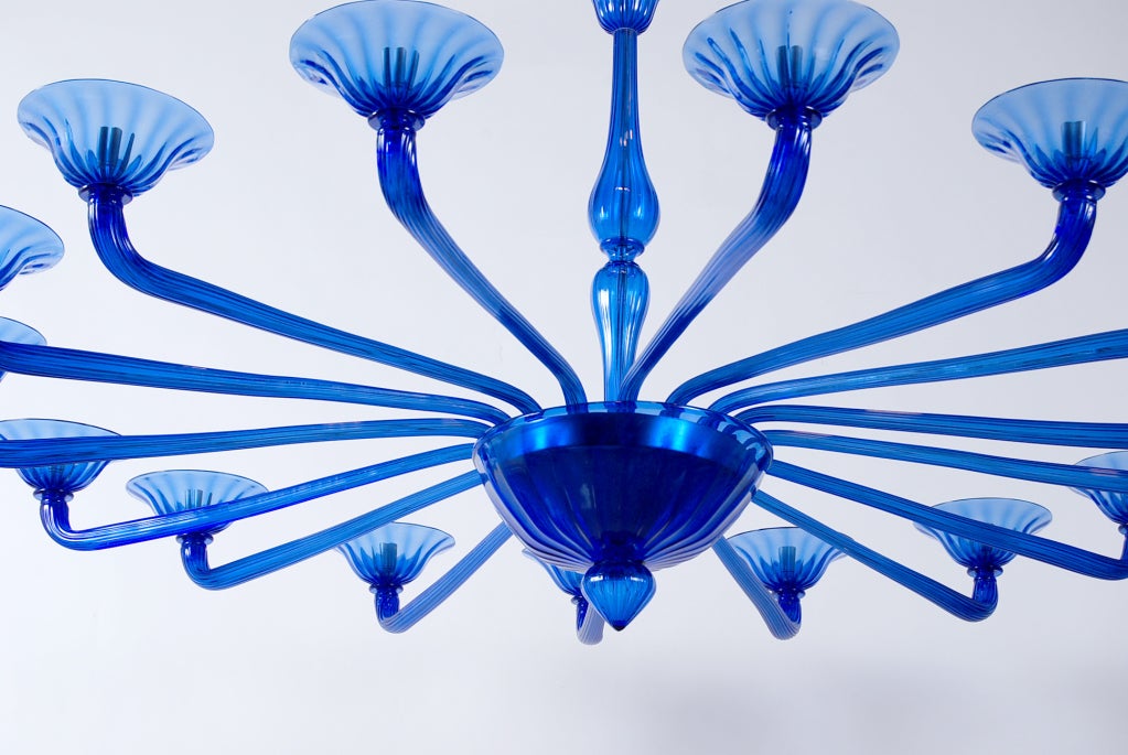 Rare Blue Seguso Murano Chandelier With 16 Arms For Sale 2